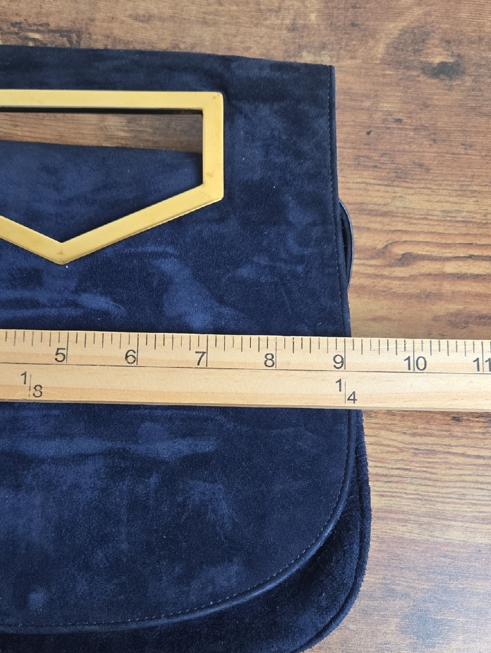 Vintage Salvatore Ferragamo Blue Suede Shoulder Bag with Gold Accent Euro Boho - Picture 10 of 12